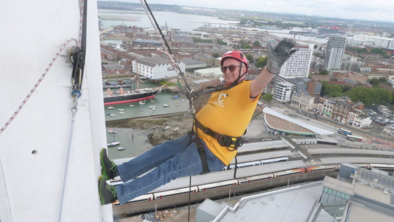 Daredevil abseil by an enthusiastic fundraiser
