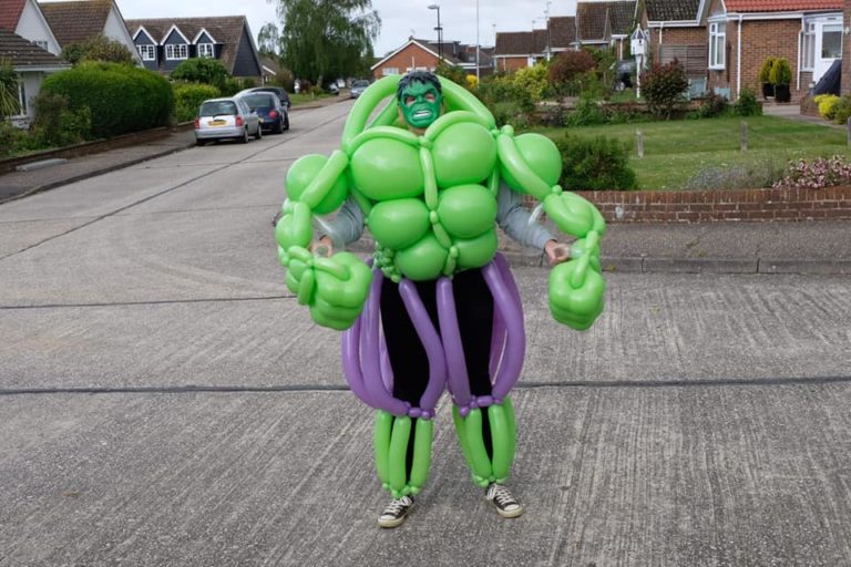 Sponsor dressed as balloon Hulk!