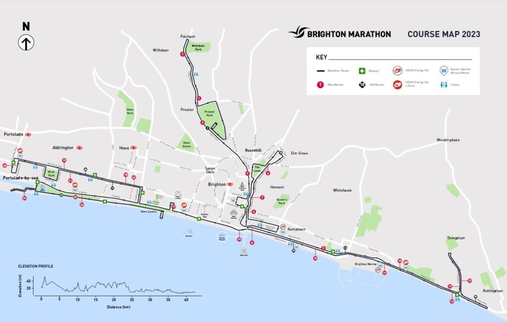 Brighton Marathon 2022 route map