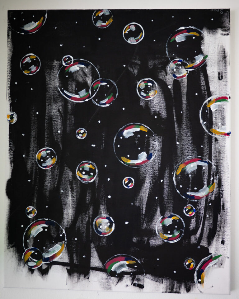 Image of a painting of realistic bubbles
