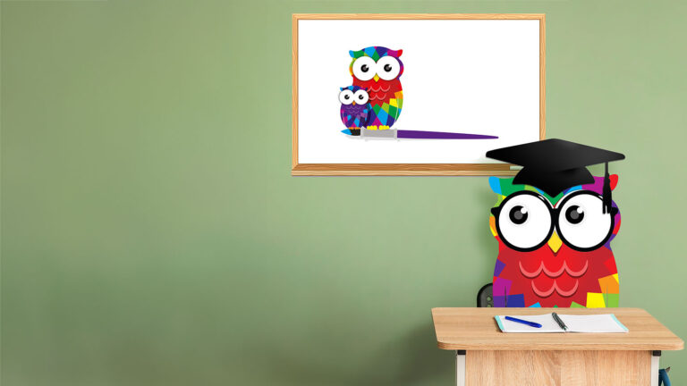 Image of an illustrated owl with glasses and mortarboard
