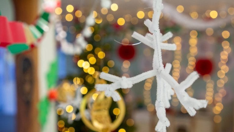 Homemade Christmas decorations at Chestnut Tree House